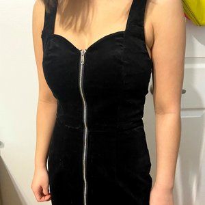 Faux Velvet Zip Dress